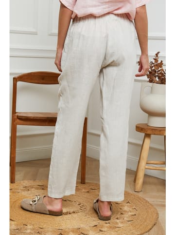 Fleur de Lin Lniane spodnie "Ferria" w kolorze kremowym