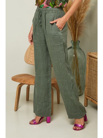 Fleur de Lin Linnen broek "Garancel" kaki