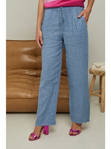 Fleur de Lin Linnen broek "Garancel" lichtblauw