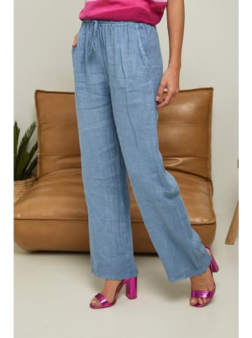 Fleur de Lin Lniane spodnie "Garancel" w kolorze błękitnym
