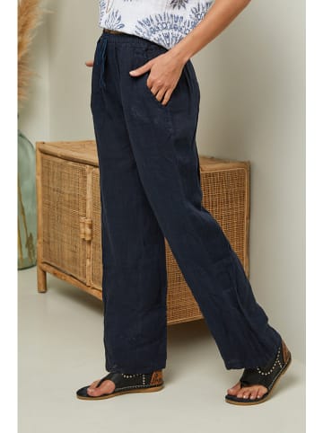 Fleur de Lin Linnen broek "Garancel" donkerblauw