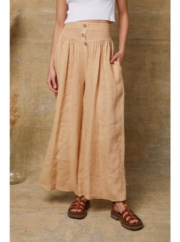 Fleur de Lin Lniane spodnie "Kendra" w kolorze beżowym