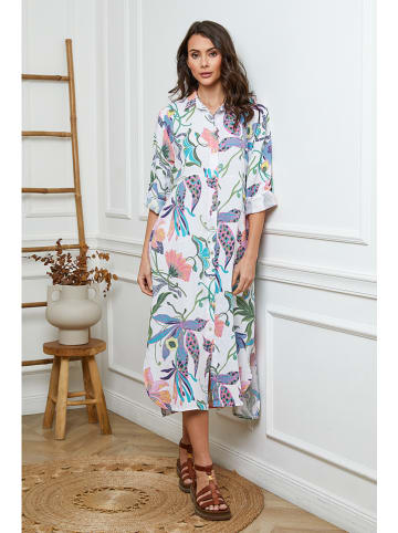 Fleur de Lin Lniana sukienka w kolorze białym