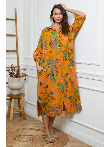 Fleur de Lin Leinen-Kleid in Orange