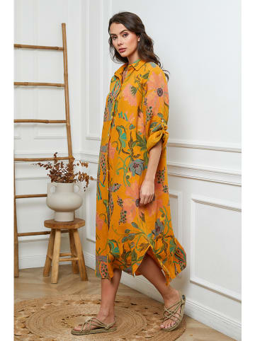 Fleur de Lin Leinen-Kleid in Orange
