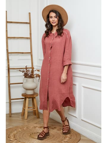 Fleur de Lin Lniana sukienka w kolorze ceglanym