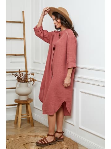 Fleur de Lin Leinen-Kleid in Rostrot