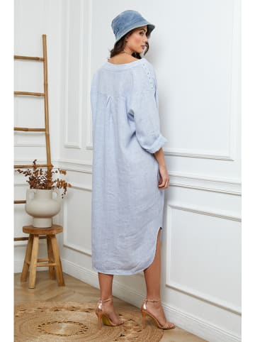 Fleur de Lin Lniana sukienka w kolorze błękitnym