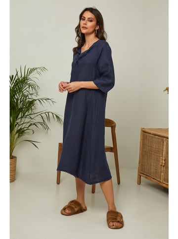 Joséfine Lniana sukienka "Granael" w kolorze granatowym