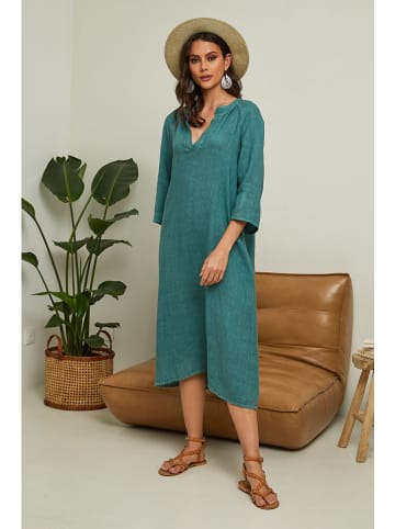 Joséfine Linnen jurk "Granael" groen