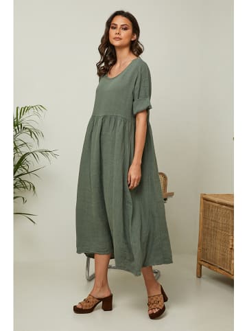 Joséfine Leinenkleid "Gustav" in Oliv