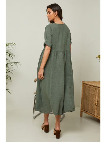 Joséfine Linnen jurk "Gustav" olijfgroen