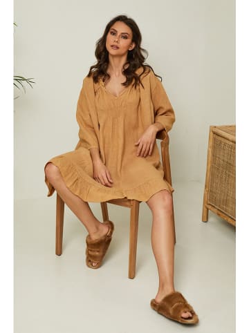 La Compagnie Du Lin Leinen-Kleid "Jasmine" in Camel
