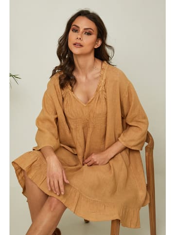 La Compagnie Du Lin Leinen-Kleid "Jasmine" in Camel