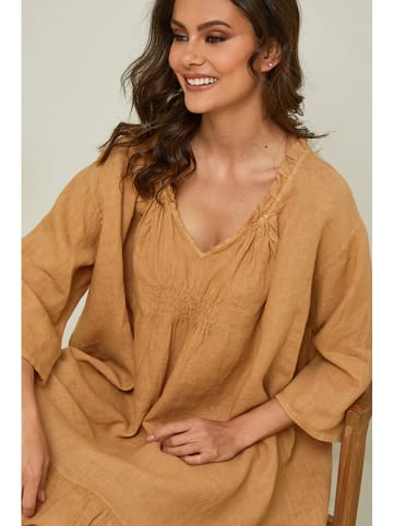 La Compagnie Du Lin Leinen-Kleid "Jasmine" in Camel