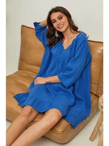 La Compagnie Du Lin Leinen-Kleid "Jasmine" in Blau