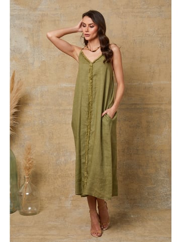 Joséfine Lniana sukienka "Louisa" w kolorze khaki