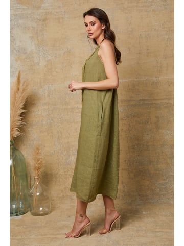 Joséfine Lniana sukienka "Louisa" w kolorze khaki