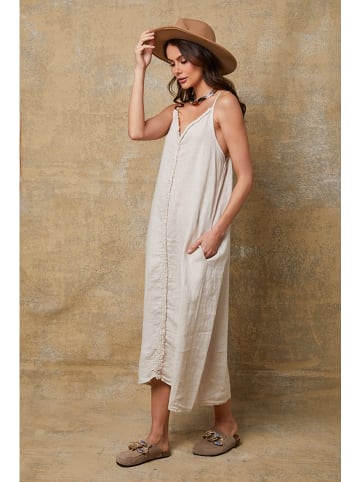 Joséfine Lniana sukienka "Louisa" w kolorze beżowym