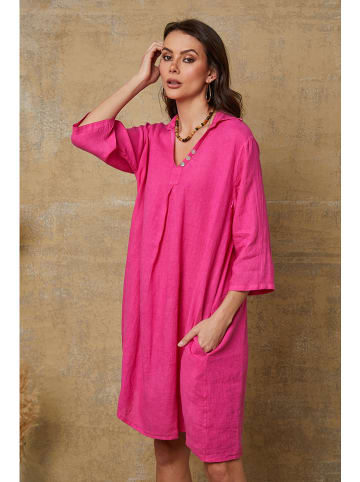 Joséfine Lniana sukienka "Mouna" w kolorze różowym