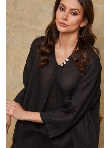 Joséfine Leinenkleid "Mouna" in Schwarz