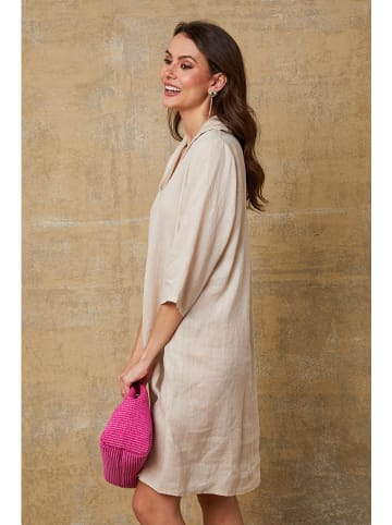 Joséfine Lniana sukienka "Mouna" w kolorze beżowym