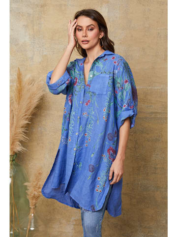 Joséfine Leinenkleid "Pardess" in Blau/ Grün