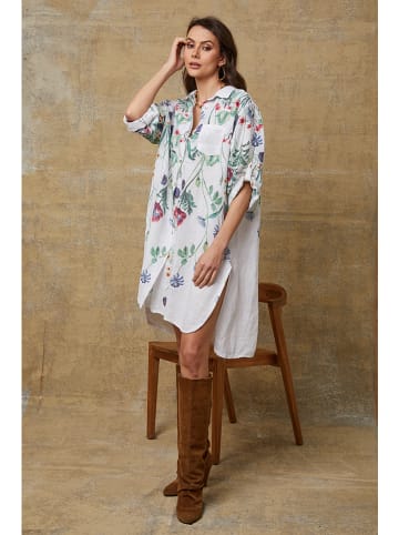 Joséfine Linnen jurk "Pardess" wit/groen