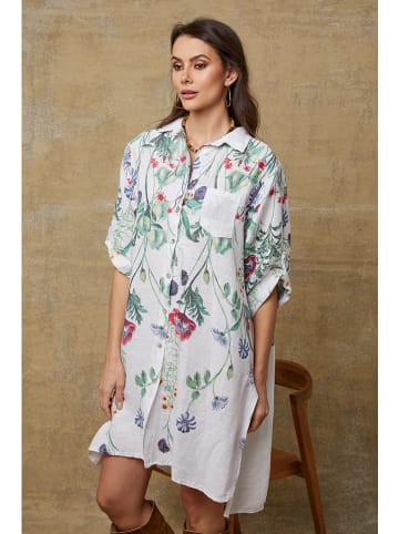 Joséfine Lniana sukienka "Pardess" w kolorze biało-zielonym