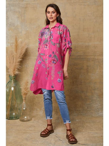 Joséfine Leinenkleid "Pardess" in Pink/ Grün