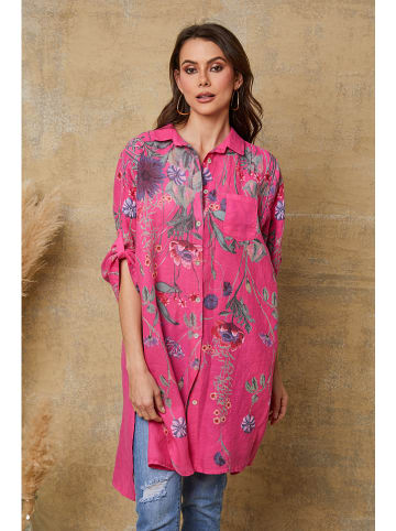 Joséfine Leinenkleid "Pardess" in Pink/ Grün