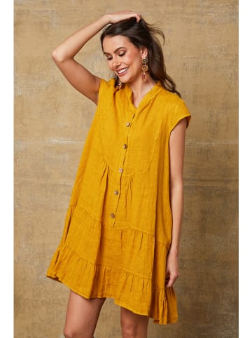 Fleur de Lin Leinenkleid "Deka" in Senf