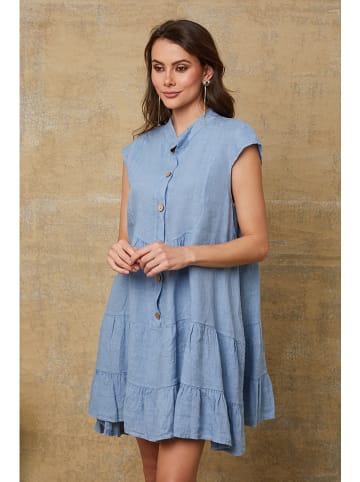 Fleur de Lin Lniana sukienka "Deka" w kolorze błękitnym