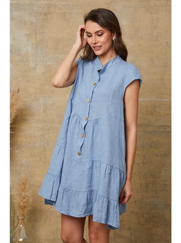Fleur de Lin Lniana sukienka "Deka" w kolorze błękitnym