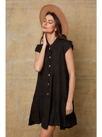 Fleur de Lin Lniana sukienka "Deka" w kolorze czarnym