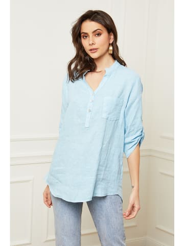 Fleur de Lin Linnen blouse "Bjorg" lichtblauw