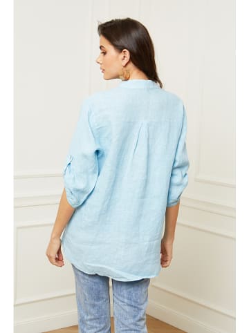Fleur de Lin Lniana bluzka "Bjorg" w kolorze błękitnym