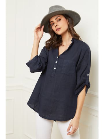 Fleur de Lin Leinen-Bluse "Bjorg" in Dunkelblau
