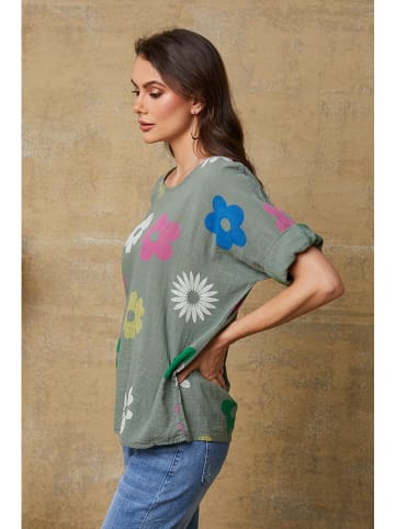 La Compagnie Du Lin Shirt "Aphrodite" kaki/meerkleurig