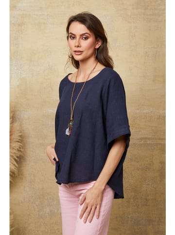 La Compagnie Du Lin Linnen shirt "Calane" donkerblauw