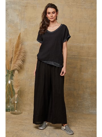 Joséfine Lniana koszulka "Quinto" w kolorze czarnym