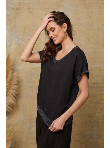 Joséfine Lniana koszulka "Quinto" w kolorze czarnym