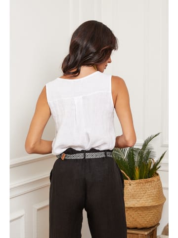 Fleur de Lin Leinen-Top "Harley" in Weiß