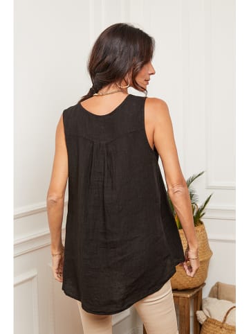 Fleur de Lin Leinen-Top "Harley" in Schwarz