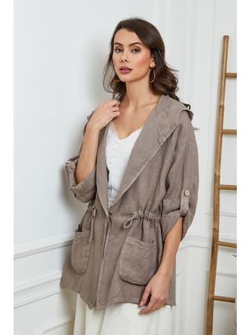 Joséfine Leinen-Cape in Taupe