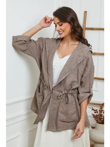 Joséfine Leinen-Cape in Taupe