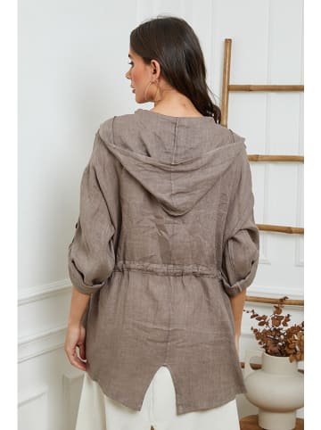 Joséfine Leinen-Cape in Taupe