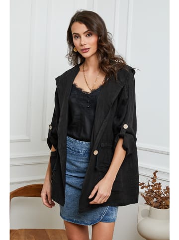 Joséfine Linnen cape zwart