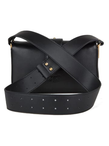 Pinko Skórzana torebka w kolorze czarnym - 22 x 14 x 6 cm