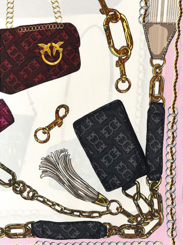 Pinko Tuch mit Seidenanteil in Schwarz/ Rosa - (L)86 x (B)86 cm